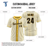 Custom Yellow Pinstripe Button Down Baseball Jersey